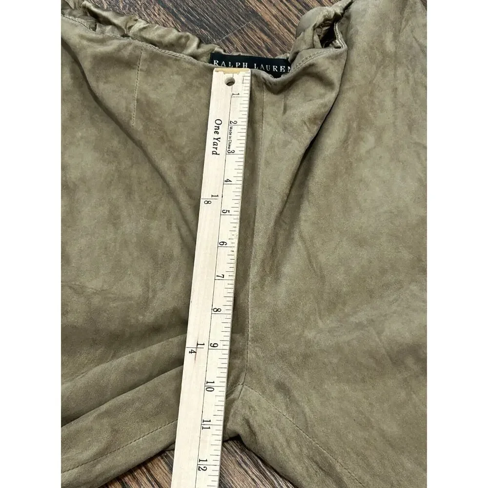 Ralph Lauren Pants Womens Size 8‎ Brown 100% Goat Suede Straight Leg Black Label